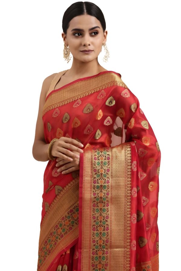 Women's Organza Printed Saree_Pink