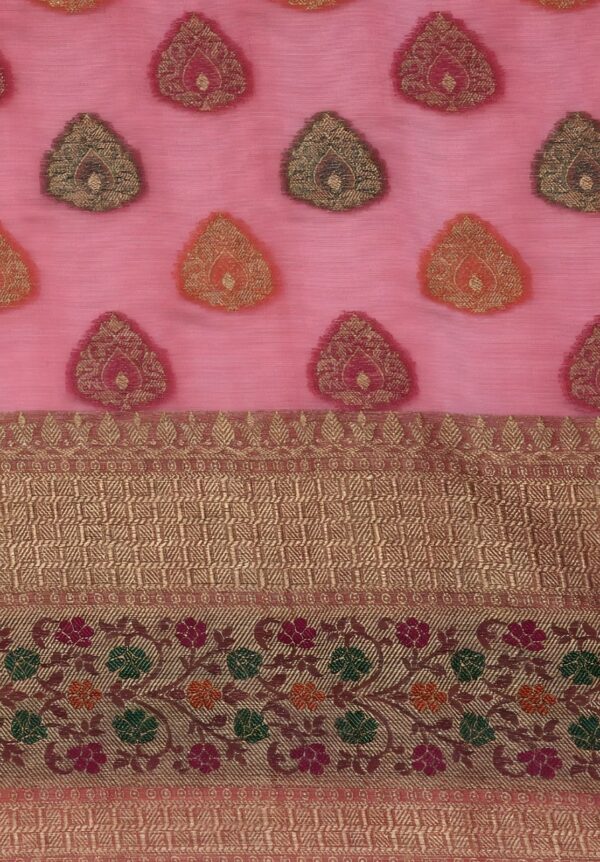 Women's Organza Printed Saree_Pink